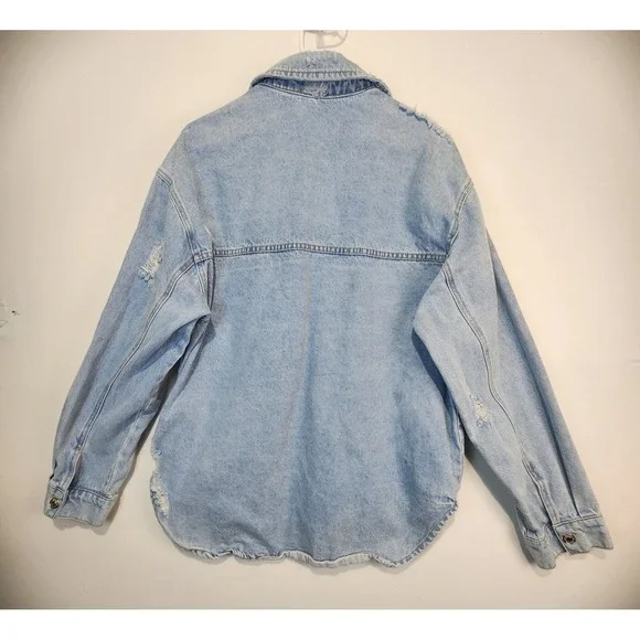 Veveret Women's Comfort Distressed Casual Denim Jacket Size L - Picture 8 of 8